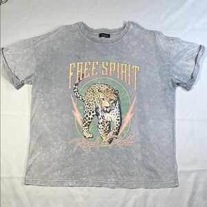 Zutter Women's Size Small Graphic Band Tshirt Gray Cotton Trashed Look Rock Roll